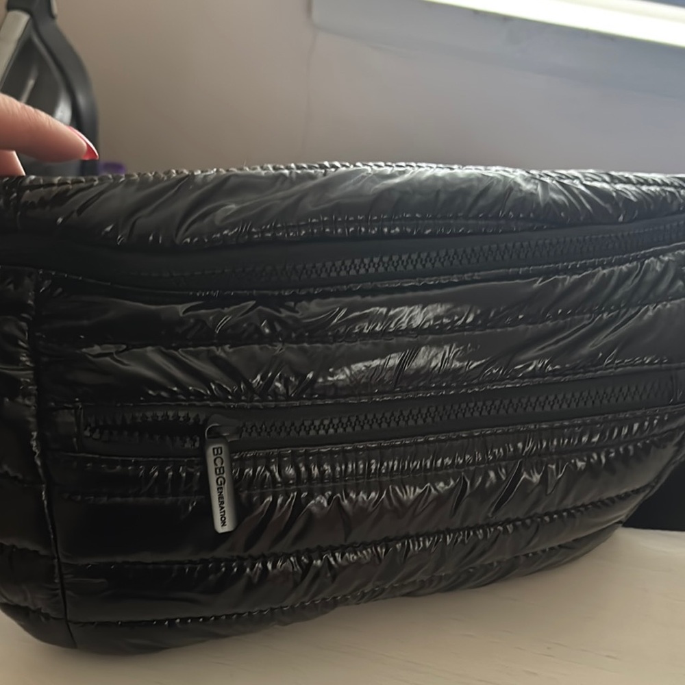 BCBGeneration Black Crossbody Bag with Crocodile Texture Fanny Pack